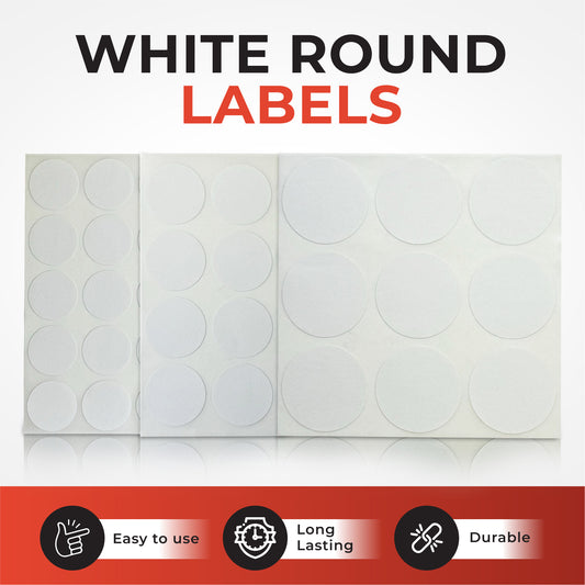 Pack of 84 White 24mm Round Labels - Stickers