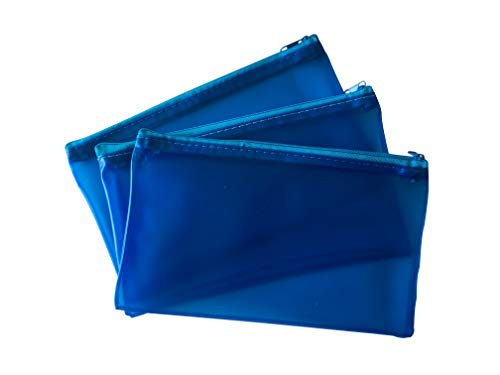 8x5" Frosted Blue Pencil Case - See Through Exam Clear Translucent