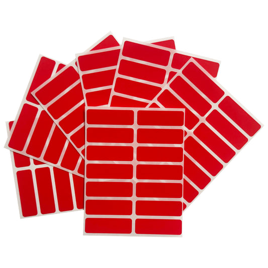 Pack of 98 Red 12x38mm Rectangular Labels - Adhesive Stickers