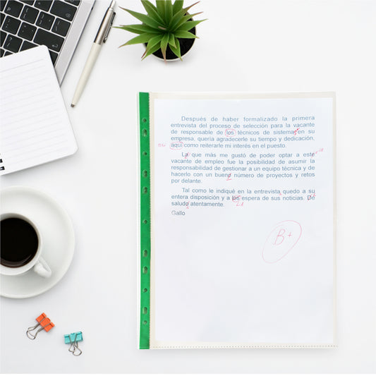 Pack of 100 A4 Premium Glass Clear Punched Pockets (90 Micron) - 708099