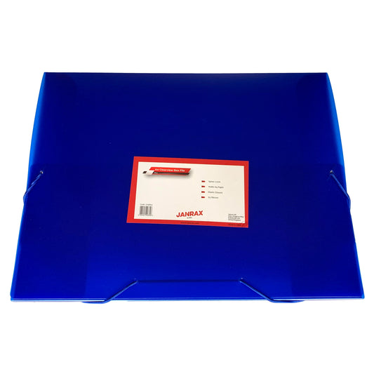 A4 Clearview Blue Box File with Elastic Closure