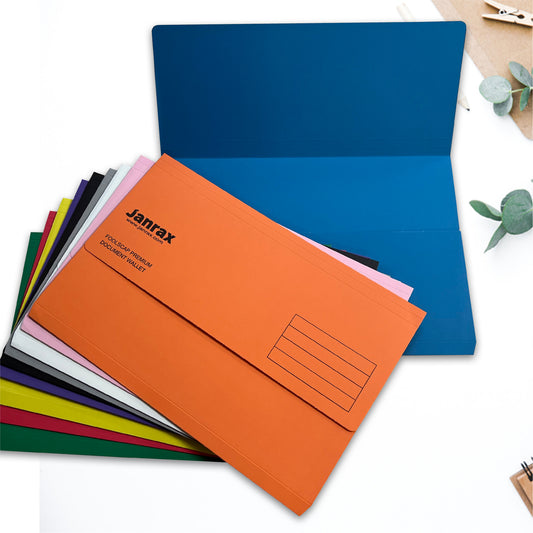 Pack of 10 Red Card Premium Foolscap Document Wallets