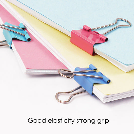 Tub of 32 Assorted Colour Metal Binder Clips 19mm