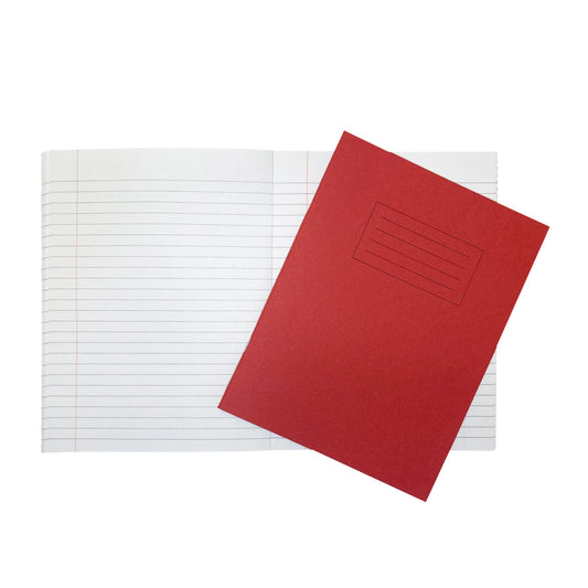 Janrax 9x7" Red 80 Page Feint Ruled with Margin Exercise Book WF Paper with 225gsm Manilla Cover
