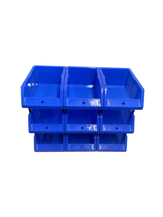 Stackable Blue Storage Pick Bin with Riser Stands 325x210x130mm