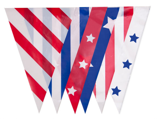 JA003 Stars and Stripes Deconstructed Bunting 10m with 20 Pennants