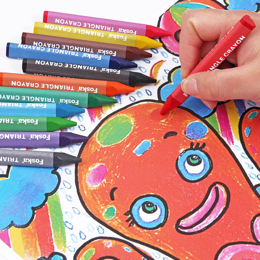 Pack of 12 Assorted Colour Triangle Crayons