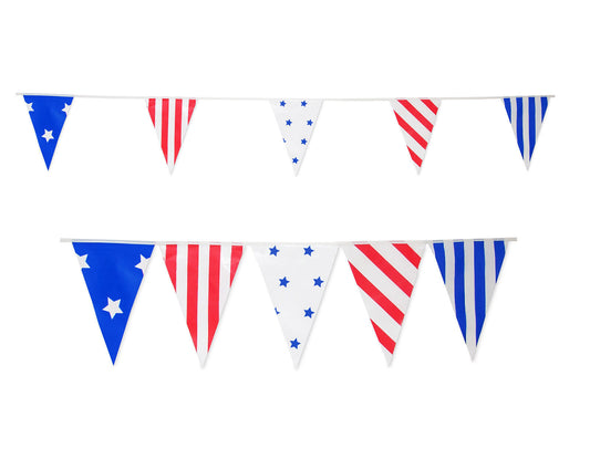 JA003 Stars and Stripes Deconstructed Bunting 10m with 20 Pennants