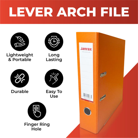 A4 Orange Paperbacked Lever Arch File by Janrax