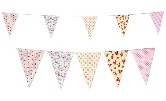 C1356 Yellow and Peach Shabby Chic Vintage Print Bunting with 35 Pennants