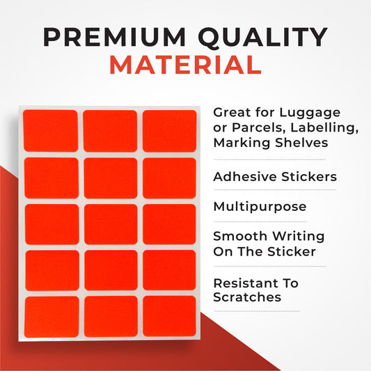 Pack of 60 Fluorescent Orange 19x25mm Rectangular Labels - Adhesive Stickers