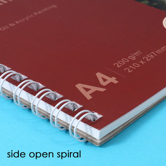 A4 12 Sheets Side Spiral Open Oil Painting Pad