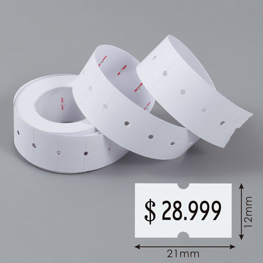 Pack of 10 Foska Self Adhesive White Blank Price Label Rolls (5000 Tickets)