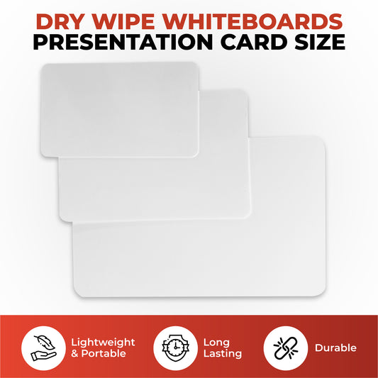 Pack of 12 8x5" Size Dry Wipe Whiteboards - Presentation Card Size