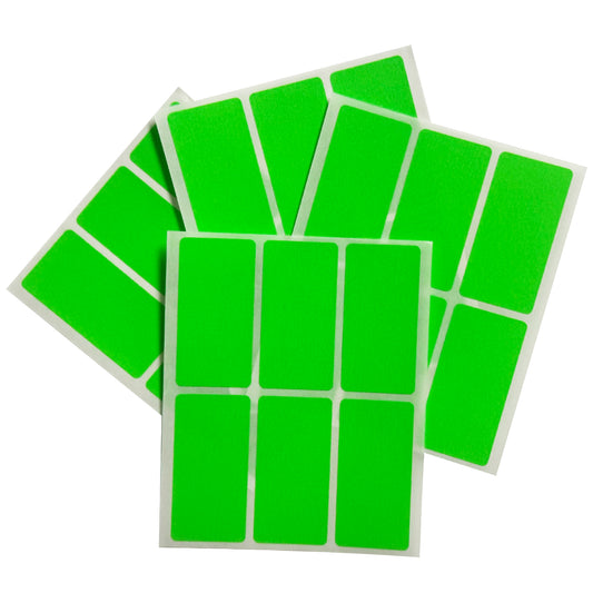 Pack of 24 Fluorescent Green 25x50mm Rectangular Labels - Adhesive Stickers