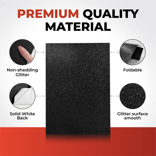 Pack of 10 A4 Black Coloured Glitter Card 230gsm Sheets