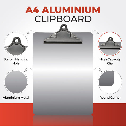 Janrax A4 Aluminum Clipboard Butterfly Clip