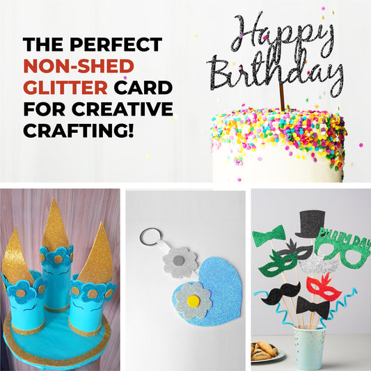 Pack of 10 A4 Sky Blue Coloured Glitter Card 230gsm Sheets