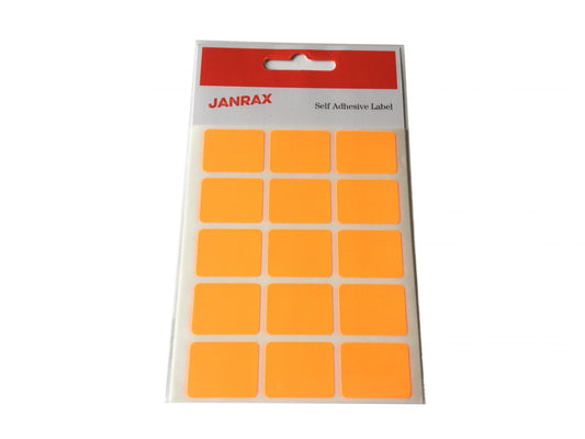 Pack of 60 Fluorescent Orange 19x25mm Rectangular Labels - Adhesive Stickers