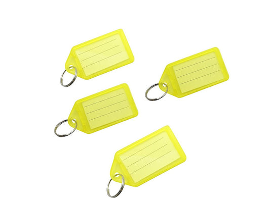 Pack of 100 Small Yellow Identity Tag Key Rings