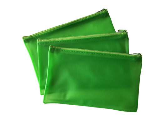 8x5" Frosted Green Pencil Case - See Through Exam Clear Translucent
