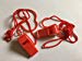 Pack of 15 Red Plastic Whistles with Lanyard