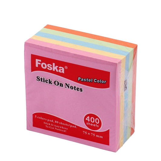 400 Sheets Pastel Colour Sticky Notes Memo Block 75x75mm