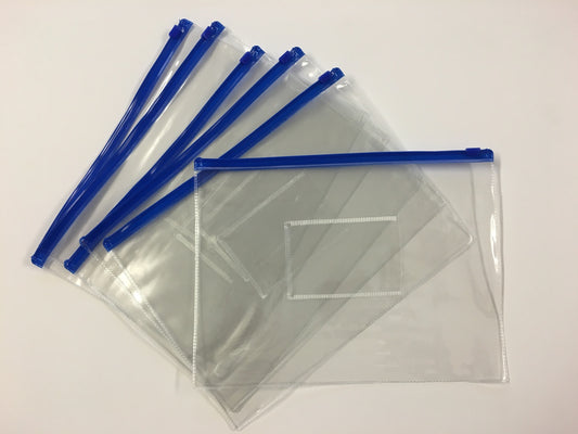 Pack of 12 A5 Blue Zip Zippy Bags
