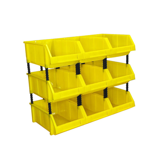 Stackable Yellow Storage Pick Bin with Riser Stands 400x245x154mm