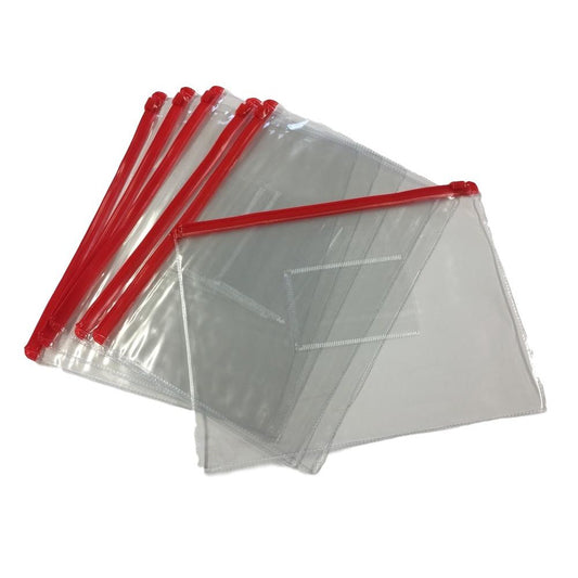 Pack of 12 A5 Red Zip Zippy Bags - Janrax 708523
