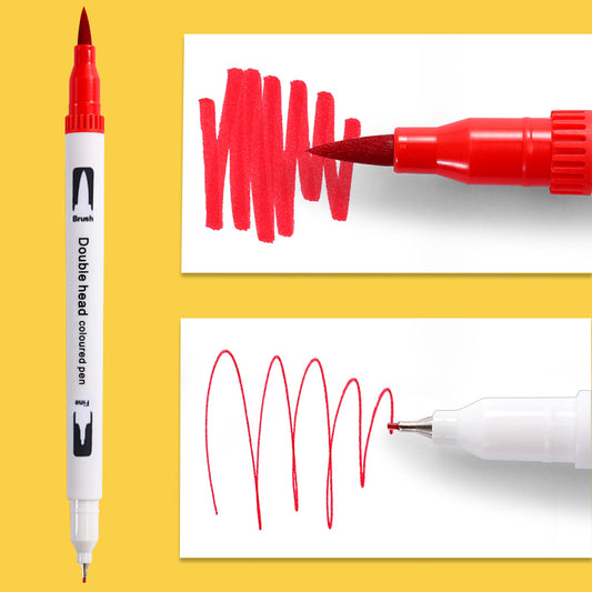 Pack of 100 Assorted Colour Dual Tip Brush Pens