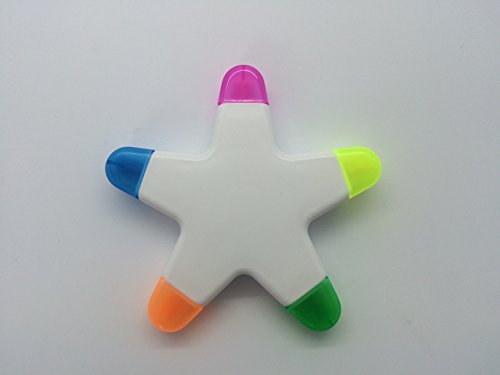 5 in 1 Highlighter Pen - Starfish Design - Yellow, Blue, Green, Orange, Pink