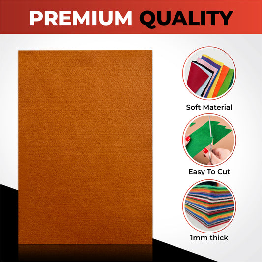 Pack of 10 A4 Orange Coloured Felt 180gsm Sheets