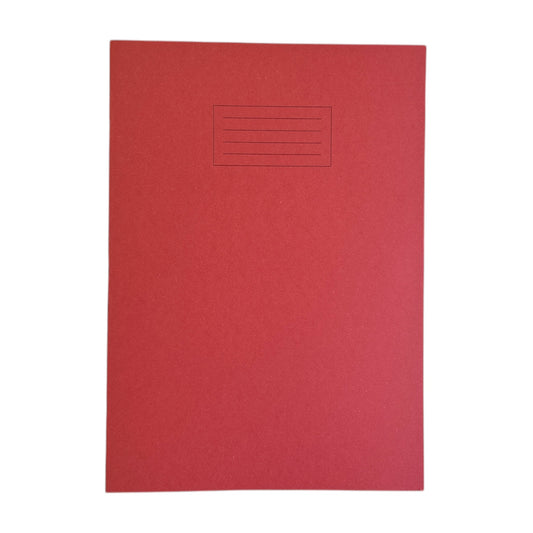 Janrax A4+ Red 48 Page Feint Ruled and Margin Exercise Book WF Paper with 225gsm Manilla Cover 240x340mm Workbook