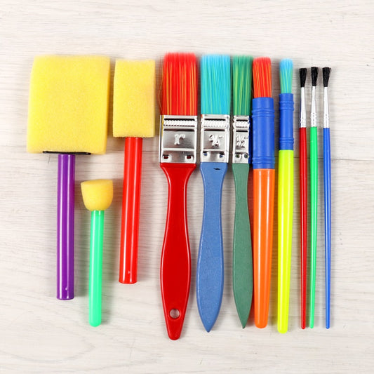 Pack of 11 Assorted Size Plastic Sponge Artist Brushes