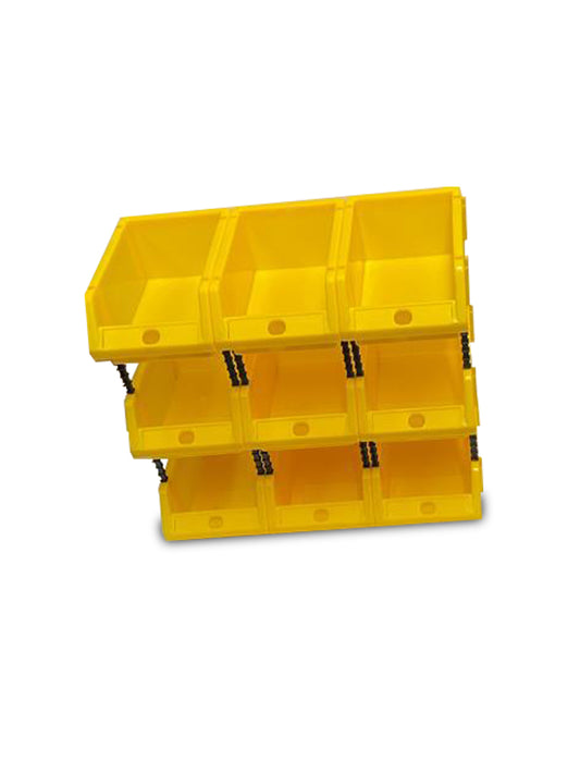 Stackable Yellow Storage Pick Bin with Riser Stands 170x118x75mm