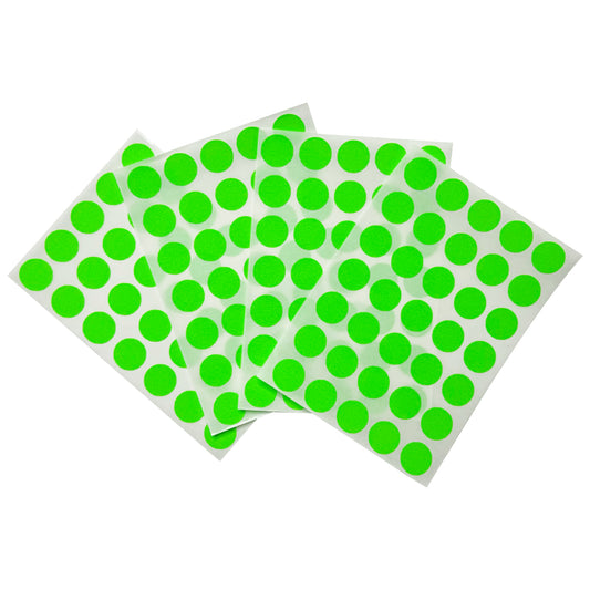 Pack of 140 Fluorescent Green 13mm Round Labels - Stickers