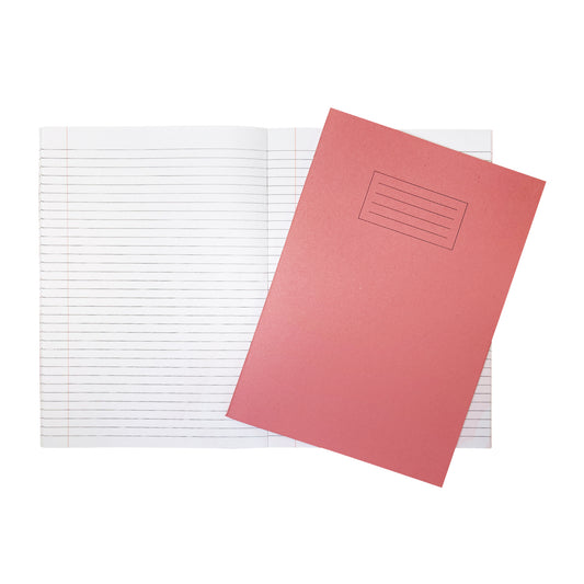 Janrax A4 Pink 80 Page Feint Ruled with Margin Exercise Book WF Paper with 225gsm Manilla Cover