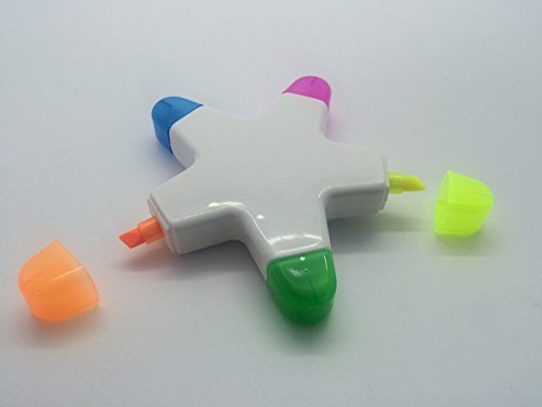 5 in 1 Highlighter Pen - Starfish Design - Yellow, Blue, Green, Orange, Pink