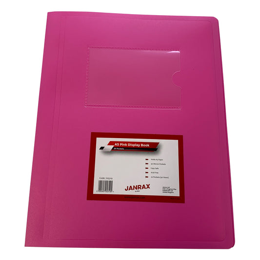 A5 Pink Flexible Cover 20 Pocket Display Book