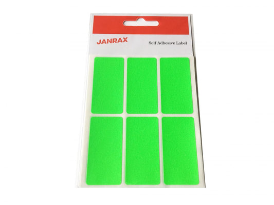 Pack of 24 Fluorescent Green 25x50mm Rectangular Labels - Adhesive Stickers