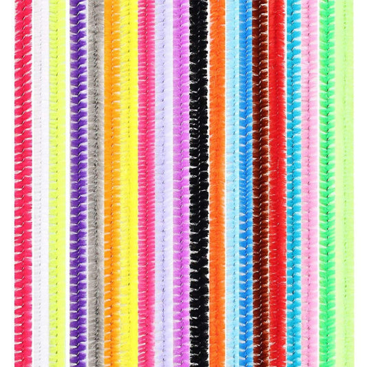 Pack of 100 Assorted Colour Chenille Stem Pipe Cleaners 0.6 x 30cm