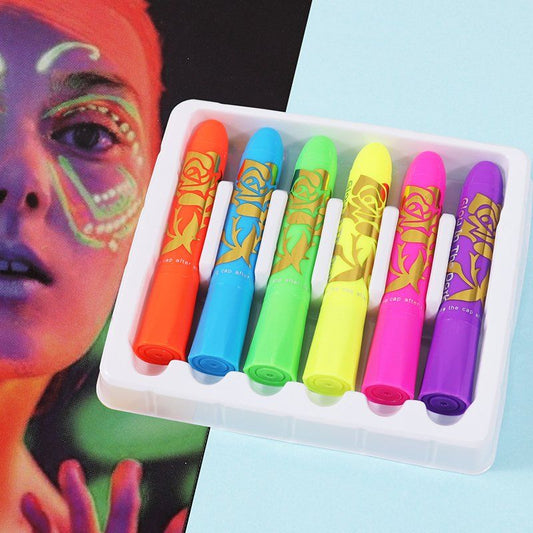 Pack of 6 Assorted Glow in Dark Colours Face Paints