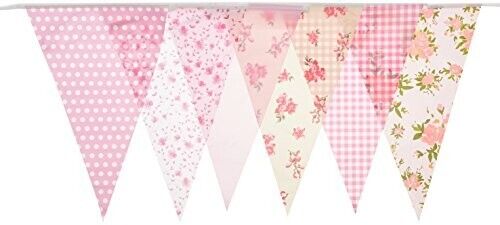 JA005 Pink Vintage Print Bunting 10m with 20 Pennants