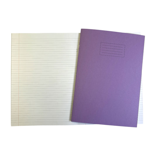 Janrax A4+ Purple 48 Page Feint Ruled and Margin Exercise Book WF Paper with 225gsm Manilla Cover 240x340mm Workbook