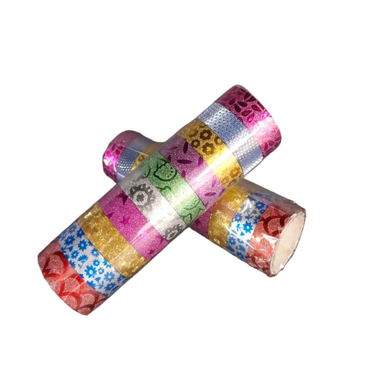 Pack of 10 Colourful Adhesive DIY Glitter Tapes 15mm x 3m