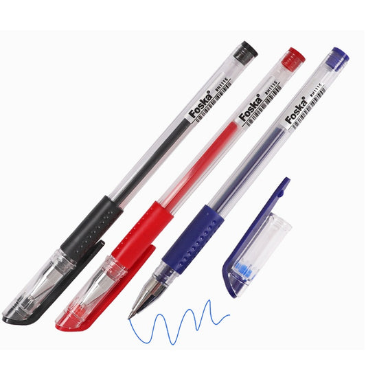 Pack of 12 Rubber Grip Red Gel Pens 0.5mm