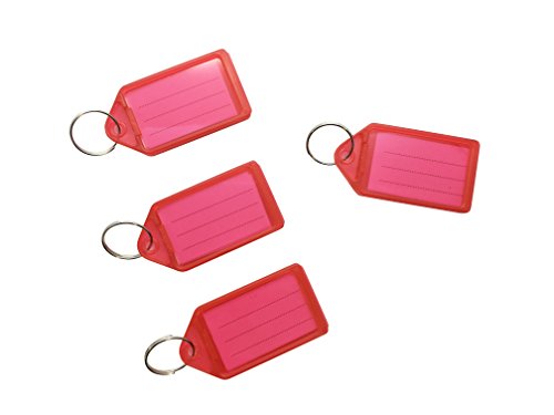 Pack of 100 Small Red Identity Tag Key Rings