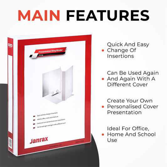 A4 White 3” (76mm) Presentation 2D Ring Binder with Fully Customisable Covers