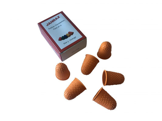 Pack of 12 Orange No.3 Rubber Thimblettes - Extra Large Thimble Finger Cones